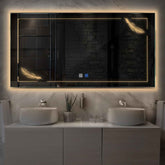 Specchio LED Rettangolare | Pulsanti touch | Funzione anti-appannamento | Luce bianca calda - Reyze Serie Good Vibes Modello 2